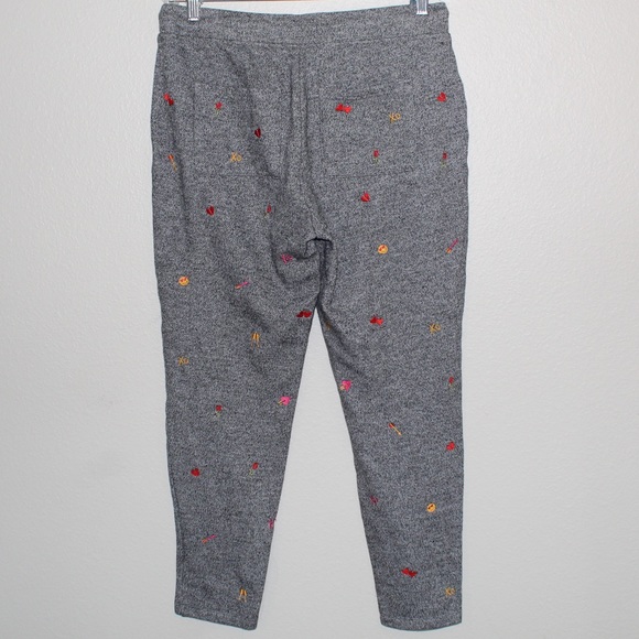 Lou & Grey for LOFT Grey Embroidered Emoji Theme Sweat Pants - Size  Medium - Picture 5 of 7